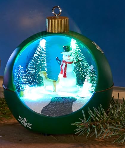 Northpoint LED Weihnachtskugeln Melodiefunktion mit rotierenden Figuren Batteriebetrieben Snowman von Northpoint