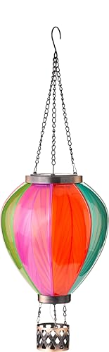 Northpoint Solar LED Laterne Heißluftballon Ballonform Mit Schmetterlings Und Blumenmotiven Für Garten Terrasse Balkon Dämmerungssensor Wetterfest Buntes Design (Regenbogenblätter 1) von Northpoint