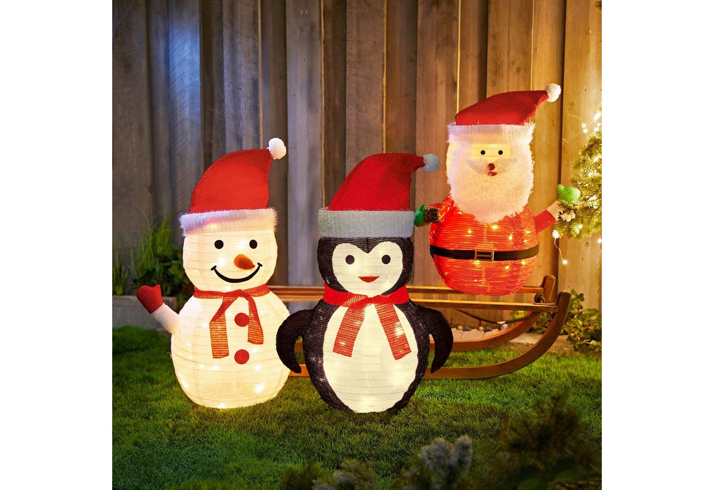 Northpoint Weihnachtsfigur LED Weihnachts Pinguin Weihnachtsdeko 70cm hoch 45 LEDs Innen Außen, zusammenfaltbar für Innen und Außen Gartendekoration Winterdekoration von Northpoint