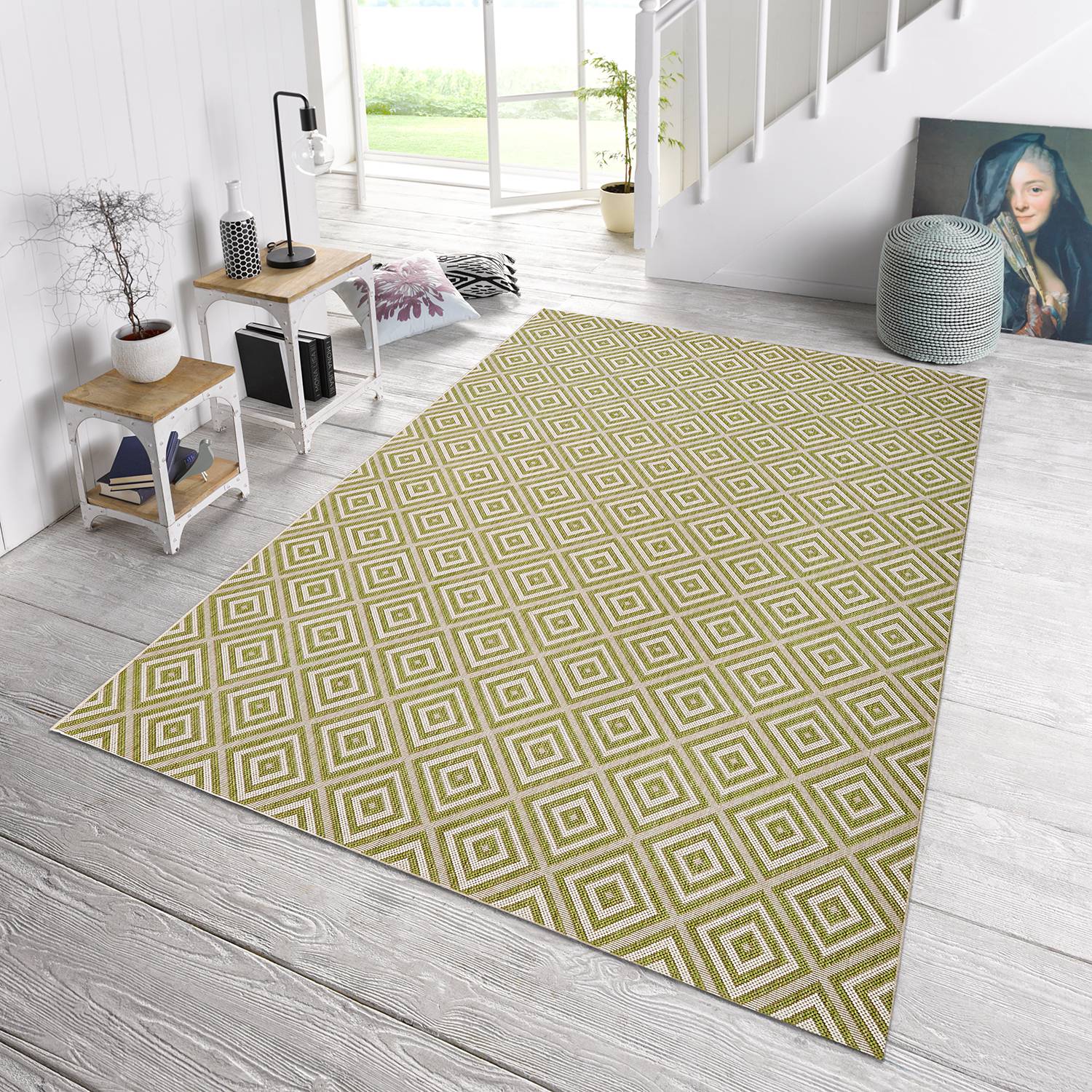 Bougari In-/Outdoor-Läufer Karo Lindgrün Rechteckig 80x200 cm (BxT) Modern Kunstfaser von Northrugs