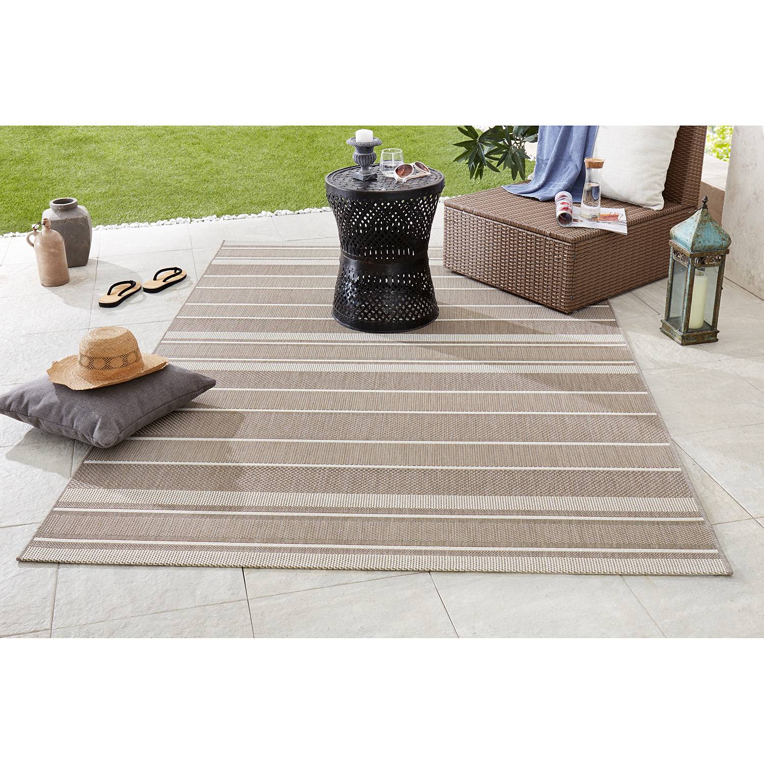 Bougari In-/Outdoor-Teppich Strap Beige/Taupe Rechteckig 200x290 cm (BxT) Modern Kunstfaser von Northrugs