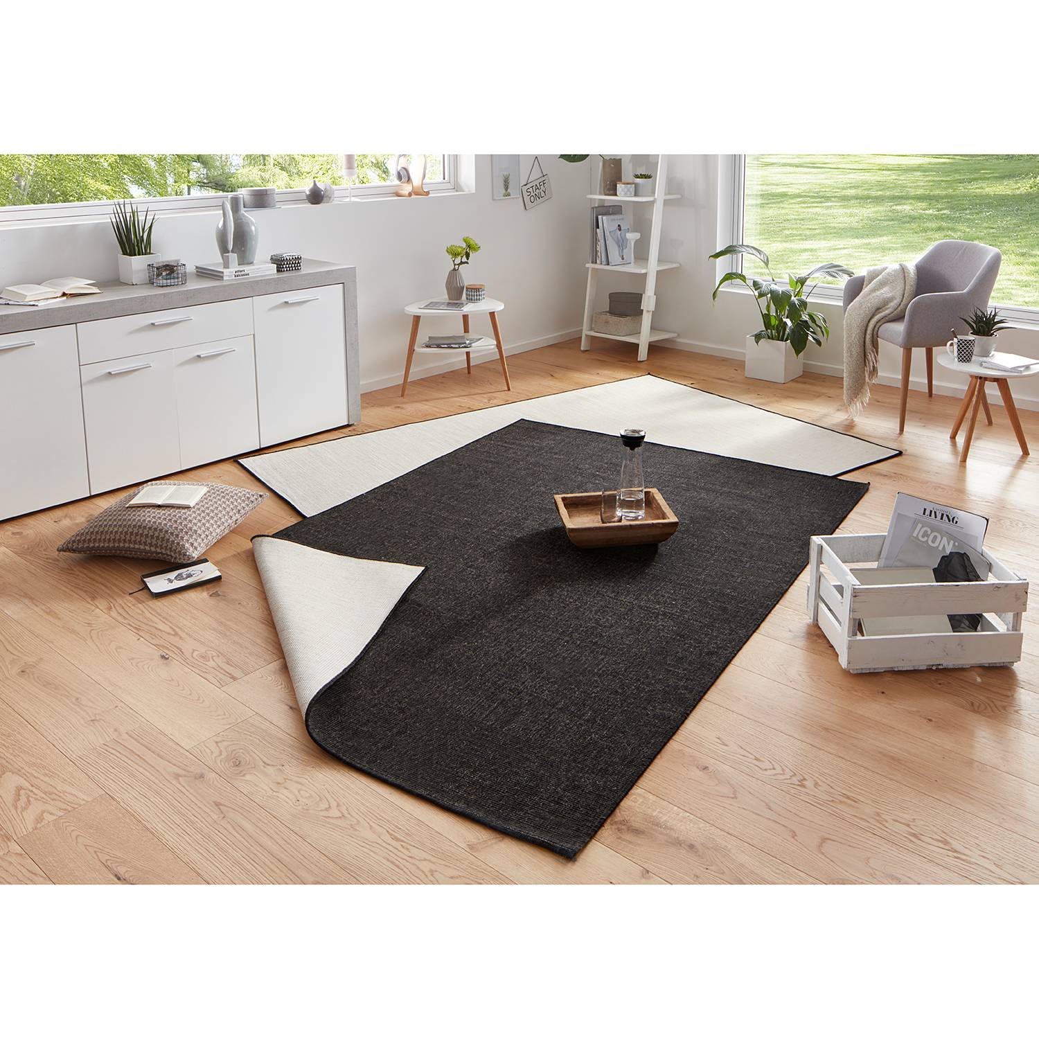 Bougari In-/Outdoorteppich Miami Schwarz/Creme Rechteckig 120x170 cm (BxT) Kunstfaser von Northrugs