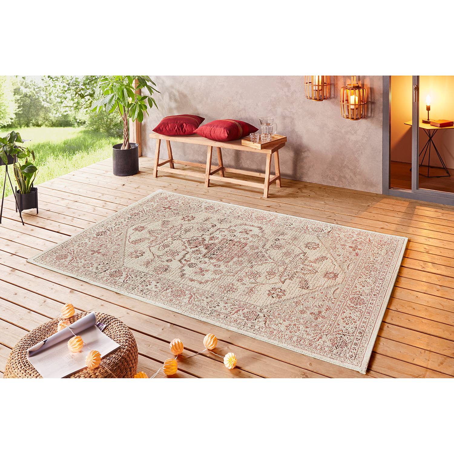 Bougari Outdoorteppich Tilos Creme/Anthrazit Rechteckig 160x230 cm (BxT) Orientalisches Design Kunstfaser von Northrugs