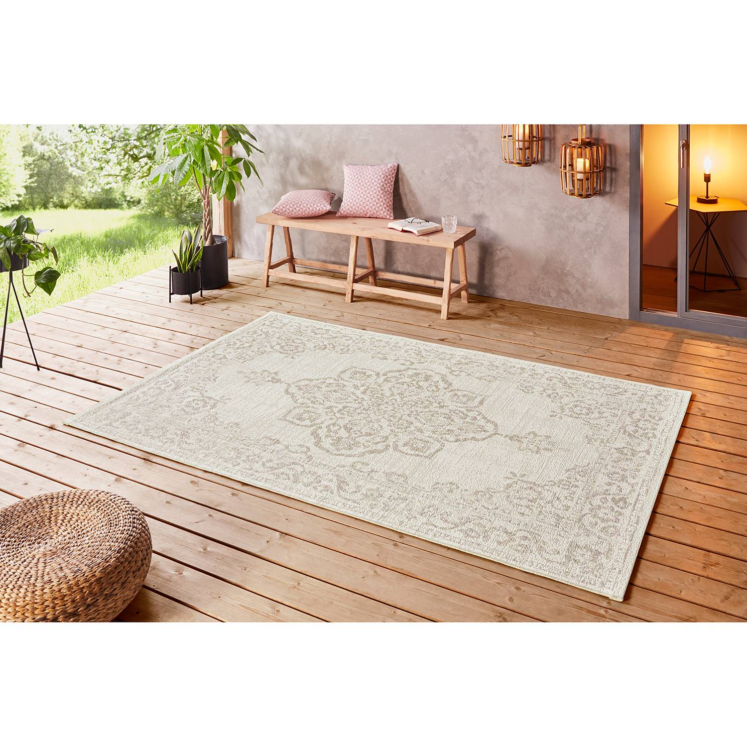 Bougari Outdoorteppich Tilos Creme/Sandgrau Rechteckig 160x230 cm (BxT) Orientalisches Design Kunstfaser von Northrugs