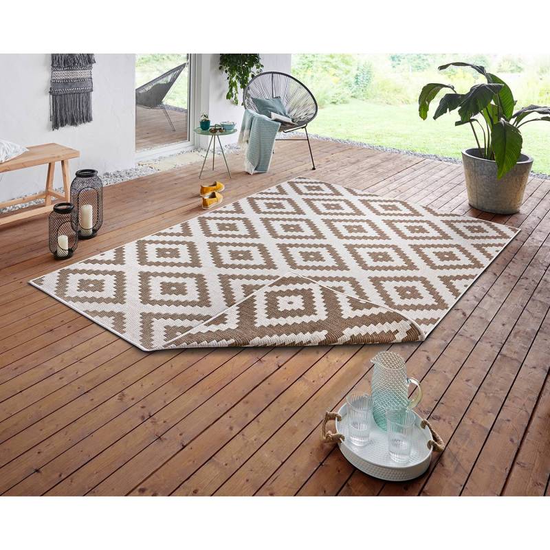 home24 In-/Outdoorteppich Malta Braun/Beige/Beige/Braun Webstoff 120 x 170cm von home24