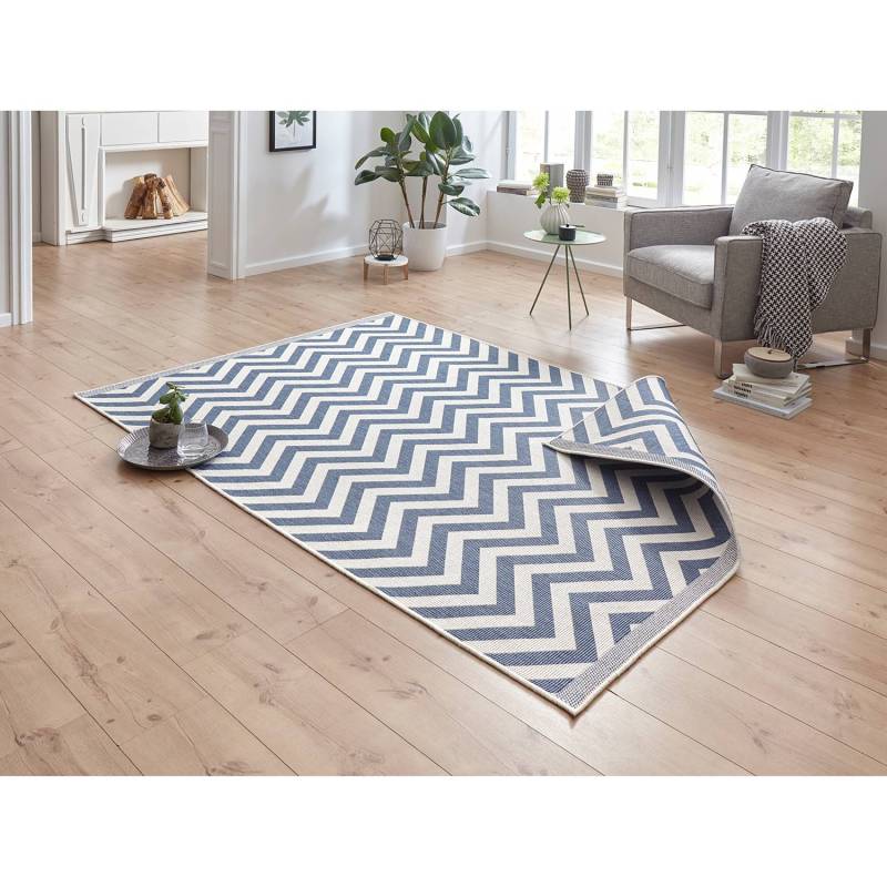 home24 In-/Outdoorteppich Palma Blau/Jeansblau Webstoff 160 x 230cm von home24