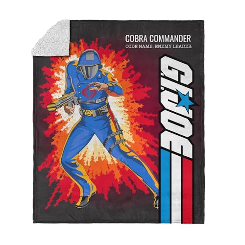 NORTHWEST G.I. Joe Classic Flashback Cobra Commander Silk Touch Sherpa Überwurf, 127 x 152,4 cm – Offizielle Hasbro Cartoon-Fleecedecke, ultraweiche Retro-Bettwäsche für Bett oder Couch von Northwest