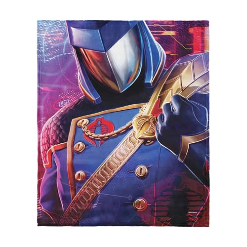 NORTHWEST G.I. Joe Profile Gallery Cobra Commander Silk Touch Überwurf, 127 x 152,4 cm, offizielle Hasbro Cartoon-Fleecedecke, ultraweiche Retro-Bettwäsche für Bett oder Couch von Northwest