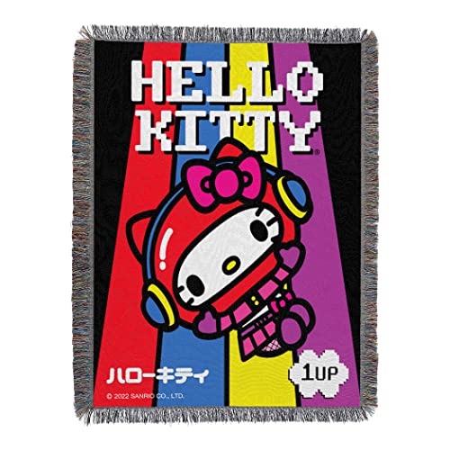NORTHWEST Hello Kitty gewebte Tapisserie-Überwurfdecke, 121,9 x 152,4 cm, niedliches Spiel von Northwest