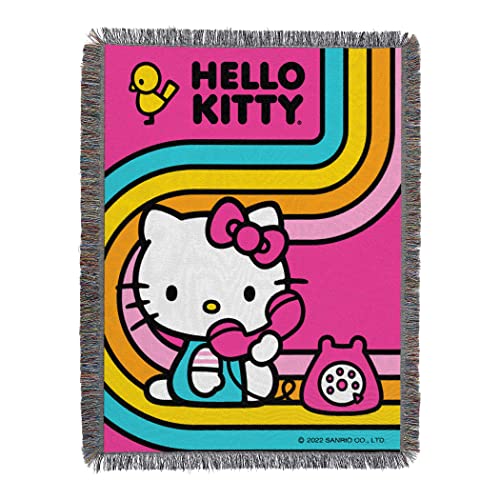 Northwest Hello Kitty gewebte Tapisserie-Überwurfdecke, 121,9 x 152,4 cm, Let's Chat von Northwest