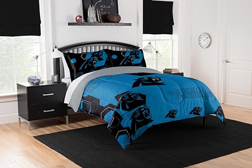 Northwest NFL Carolina Panthers Unisex-Erwachsene Bettdecke und Kissenbezug-Set, Full/Queen, Hexagon von Northwest