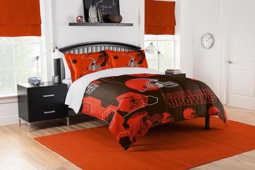 Northwest NFL Cleveland Browns Unisex-Erwachsene Bettdecke und Kissenbezug-Set, Full/Queen, Hexagon von Northwest