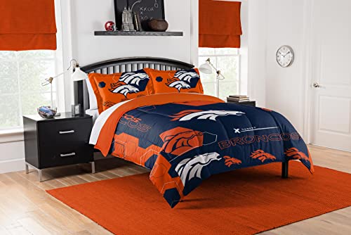 Northwest NFL Denver Broncos Unisex-Erwachsene Bettdecke und Kissenbezug-Set, Full/Queen, Hexagon von Northwest