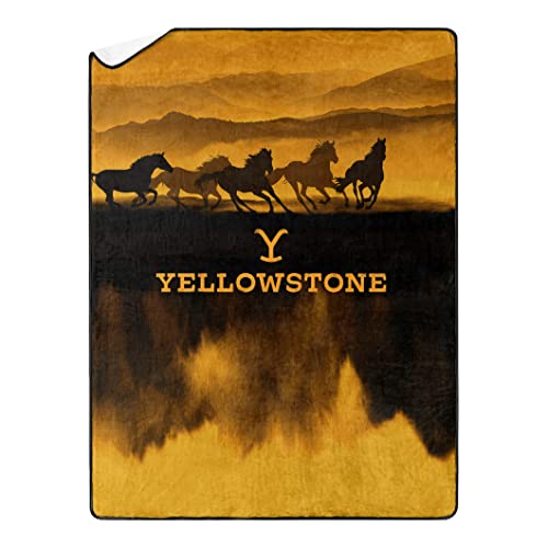 Northwest Yellowstone Übergroße Sherpa-Überwurfdecke, seidig, 152,4 x 203,2 cm, Wild Horses von Northwest