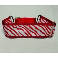 Whippet Oder Windhund Zwei Zoll Breites Martingale Halsband. 2Mc835 Rote Zebra Streifen Auf Weiß von NorthwindWhippets