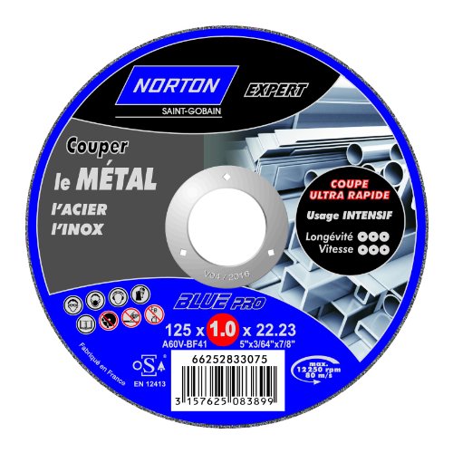 Norton Trennscheiben Metall, schmal, flach, expert, Edelstahl 125 x 22,2 x 1 von NORTON