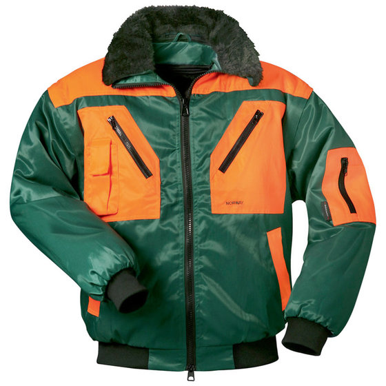 NORWAY® - Waldarbeiter-Pilotenjacke ROTDORN 22758, forstgrün/orange, Größe 3 von Norway