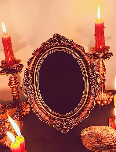 Nosadi Black Scrying Mirror Witchcraft Mirror Scrying Tools Altar Kit Supplies Divination Decorative Mirror Oval Antique Dark Gold 21,1 cm W x 25,4 cm von Nosadi