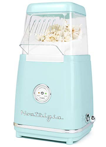 Nostalgia CLHAP12AQ Classic Retro Healthy Heißluft-Tisch-Popcorn-Maker, macht 12 Tassen, mit Kernel Messschaufel, ölfrei, perfekt für Geburtstagsfeiern, Filmabende, Aqua von Nostalgia