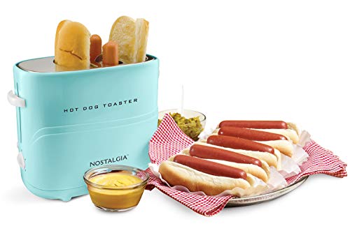 Nostalgia Pop-Up 2 Hot Dog und Brötchen Toaster mit Mini-Zange, funktioniert mit Huhn, Truthahn, Veggie Links, Würstchen und Gören von Nostalgia