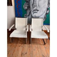 Thonet S35 Loungesessel Marcel Breuer Bauhaus. Weißes Leder von NostalgiaAS