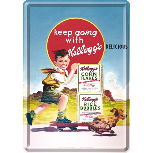 Nostalgic-Art 10162 Kellogg's Keep Going, Blechpostkarte, 10 x 14 cm von Nostalgic-Art