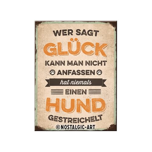 Nostalgic-Art 14361, PfotenSchild-Glück anfassen, Magnet 8x6 cm, Kraftmagnet mit Metalloberffläche, 8 x 6 x 0.1 cm von Nostalgic-Art