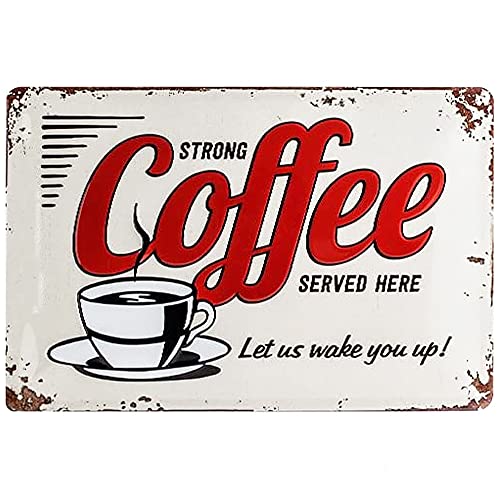 Nostalgic-Art Retro Blechschild, 20 x 30 cm, Strong Coffee Served Here – Geschenk-Idee für Diner-Fans, aus Metall, Vintage Design von Nostalgic-Art