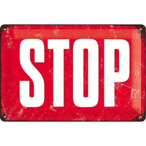 Nostalgic-Art 22252, Achtung Stop Blechschild 20x30 cm, Metall, bunt, 20 x 30 x 0,2 cm von Nostalgic-Art