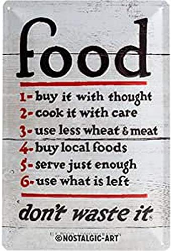 Nostalgic-Art Retro Blechschild, 20 x 30 cm, Food Don’t Waste It – Geschenk-Idee für die Küche, aus Metall, Vintage Design mit Spruch von Nostalgic-Art