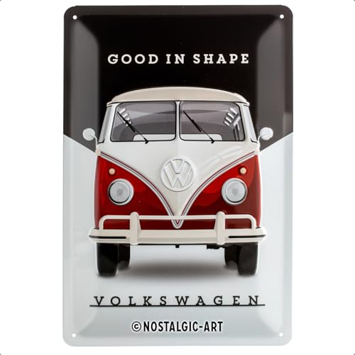 Nostalgic-Art Retro Blechschild, 20 x 30 cm, VW – Good In Shape – Volkswagen Bus Geschenk-Idee, Original Lizenzprodukt (OLP), aus Metall, Vintage Design, Blechschilder Sprüche von Nostalgic-Art