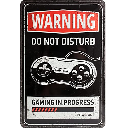 Nostalgic-Art Retro Blechschild, 20 x 30 cm, Gaming in progress – Geschenk-Idee für Gamer, aus Metall, Vintage Design mit Spruch von Nostalgic-Art