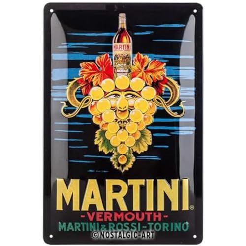 Nostalgic-Art Retro Blechschild, 20 x 30 cm, Martini – Vermouth Grapes – Geschenk-Idee als Bar-Zubehör, aus Metall, Vintage Design von Nostalgic-Art