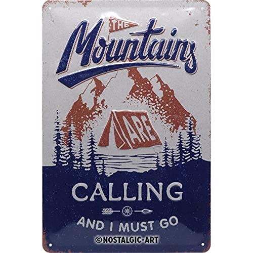 Nostalgic-Art Retro Blechschild, 20 x 30 cm, The Mountains Are Calling – Geschenk-Idee für Wander-Fans, aus Metall, Vintage Design mit Spruch von Nostalgic-Art