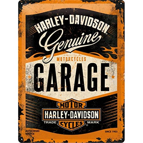 Nostalgic-Art Retro Blechschild, 30 x 40 cm, Harley-Davidson Garage – Geschenk-Idee für Biker, aus Metall, Vintage Design von Nostalgic-Art