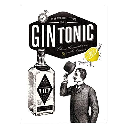 Nostalgic-Art Retro Blechschild, 30 x 40 cm, Gin Tonic – Geschenk-Idee als Bar Zubehör, aus Metall, Vintage Design von Nostalgic-Art