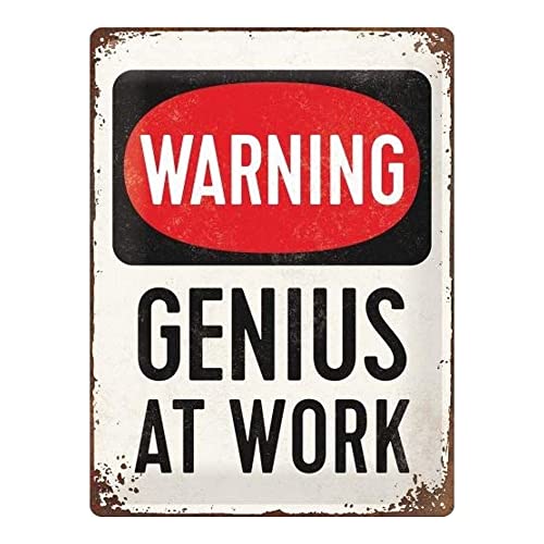 Nostalgic-Art 23229 Retro Blechschild Achtung – Genius at Work, Warnschild als Geschenk-Idee, aus Metall, Vintage-Design zur Dekoration, 30 x 40 cm von Nostalgic-Art