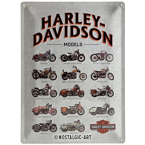 Nostalgic-Art Retro Blechschild, 30 x 40 cm, Harley-Davidson – Model Chart – Geschenk-Idee für Biker, Original Lizenzprodukt (OLP), aus Metall, Vintage Design, Blechschilder Sprüche von Nostalgic-Art