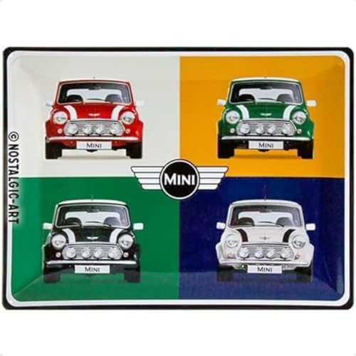 Nostalgic-Art Retro Blechschild, 30 x 40 cm, Mini – 4 Cars Pop Art – Geschenk-Idee für Mini Cooper Fans, aus Metall, Vintage Design von Nostalgic-Art