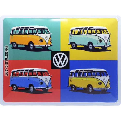 Nostalgic-Art Retro Blechschild Volkswagen Bulli T1 – Pop Art – VW Bus Geschenk-Idee, aus Metall, Vintage-Design zur Dekoration, 30 x 40 cm von Nostalgic-Art