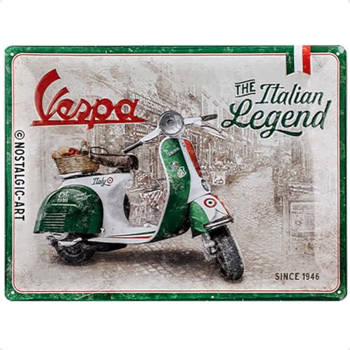 Nostalgic-Art Retro Blechschild, 30 x 40 cm, Vespa – Italian Legend – Geschenk-Idee für Roller-Fans, aus Metall, Vintage Design von Nostalgic-Art