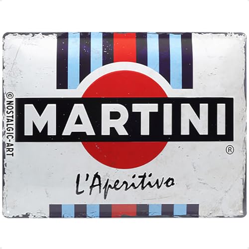 Nostalgic-Art Retro Blechschild, 30 x 40 cm, Martini – L'Aperitivo Racing Stripes – Geschenk-Idee als Bar-Zubehör, aus Metall, Vintage Design von Nostalgic-Art