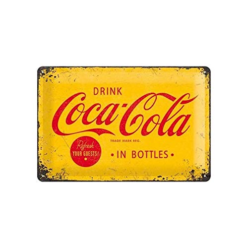 Nostalgic-Art Retro Blechschild, 40 x 60 cm, Coca-Cola Yellow Logo – Geschenk-Idee für Coke-Fans, aus Metall, Vintage-Design zur Dekoration von Nostalgic-Art