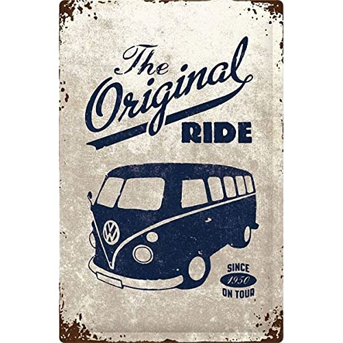 Nostalgic-Art Volkswagen Retro Blechschild - VW Bulli T1 - Original Ride, Blechschild als Vintage VW Bus Geschenk-Idee, zur Dekoration, 40 x 60 cm von Nostalgic-Art