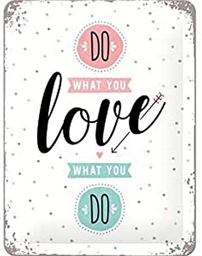 Nostalgic-Art Retro Blechschild, Word Up – Do what you love – Geschenk-Idee für Nostalgie-Fans, aus Metall, Vintage-Design mit Spruch, 15 x 20 cm von Nostalgic-Art