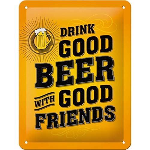 Nostalgic-Art Retro Blechschild, 15 x 20 cm, Drink Good Beer – Geschenk-Idee für Bier-Fans, aus Metall, Vintage Design mit Spruch von Nostalgic-Art