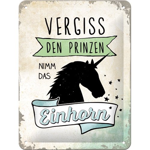 Nostalgic-Art 26205, Word Up Vergiss den Prinzen, Blechschild 15x20 cm, Metall, bunt, 15 x 20 x 0,2 cm von Nostalgic-Art