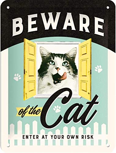 Nostalgic-Art Retro Blechschild, Beware of the Cat – Geschenk-Idee für Katzen-Besitzer, aus Metall, Vintage-Design zur Dekoration, 15 x 20 cm Nostalgic-Art Retro Blechschild, Beware of the Cat – Geschenk-Idee für Katzen-Besitzer, aus Metall, Vintage-Design zur Dekoration, 15 x 20 cm von Nostalgic-Art