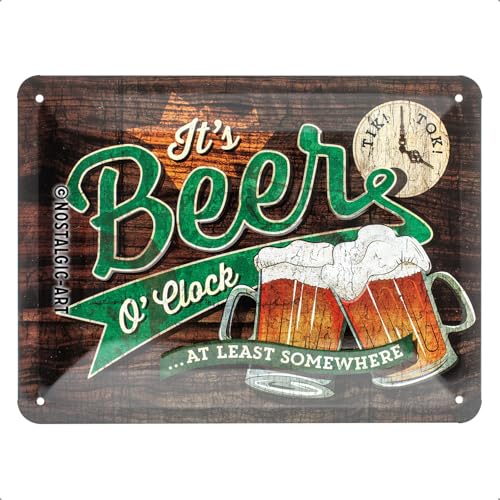 Nostalgic-Art Retro Blechschild, 15 x 20 cm, Beer O' Clock Glasses – Geschenk-Idee als Bar-Zubehör, aus Metall, Vintage Design mit Spruch, Blechschilder Sprüche, Bier-Deko Nostalgic-Art Retro Blechschild, 15 x 20 cm, Beer O' Clock Glasses – Geschenk-Idee als Bar-Zubehör, aus Metall, Vintage Design mit Spruch, Blechschilder Sprüche, Bier-Deko von Nostalgic-Art