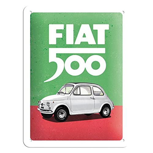 Nostalgic-Art Retro Blechschild, 15 x 20 cm, Fiat 500 – Italian Colours – Geschenk-Idee für Fiat-Zubehör Fans, aus Metall, Vintage Design von Nostalgic-Art